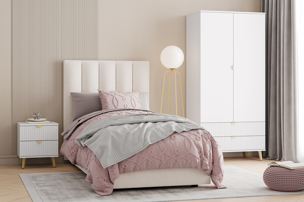 Детская Дакота композиция 1 меренга, белый, с кроватью Ингрид/Ingrid 900 велюр вивальди 2 с ортопедическим основанием и подъемным механизмом (спальное место 90 х 200)