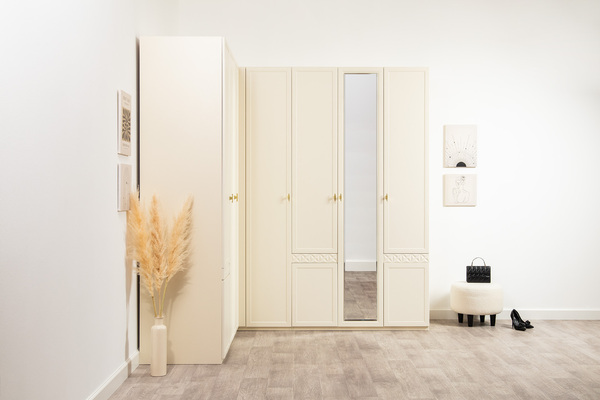 Шкаф для одежды Марион 16.340.03 слоновая кость С341 PE, слоновая кость 6898 ПВХ (собирается на любую сторону)