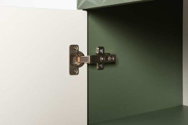 Шкаф-пенал Марион 16.333.01 дымчатый зеленый K521, олива шагрень AG 1050 ПВХ (собирается на любую сторону)