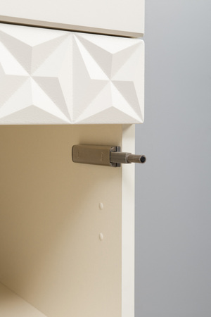 Шкаф-витрина Марион 16.397.01 слоновая кость С341 PE, слоновая кость 6898 ПВХ (собирается на любую сторону)