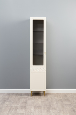 Шкаф-витрина Марион 16.397.01 слоновая кость С341 PE, слоновая кость 6898 ПВХ (собирается на любую сторону)