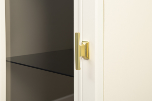 Шкаф-витрина Марион 16.397.01 слоновая кость С341 PE, слоновая кость 6898 ПВХ (собирается на любую сторону)