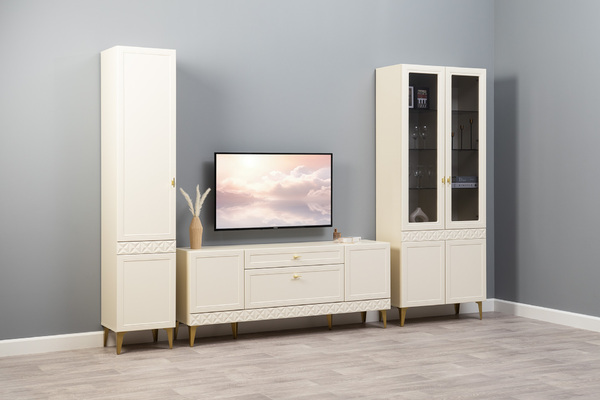 Шкаф-витрина Марион 16.397.02 слоновая кость С341 PE, слоновая кость 6898 ПВХ