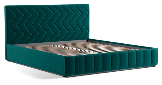 Кровать Милана 180 велюр сине-зеленый с ортопедическим основанием и подъемным механизмом