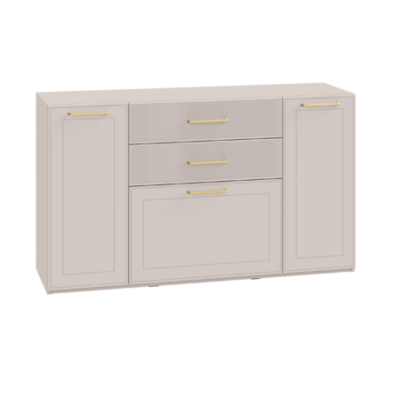 Гостиная Ричфорд композиция 2 с карнизами, кашемир 5981 BS, моно керамика D166-2 ПВХ, белый PE шагрень (собирается на любую сторону)